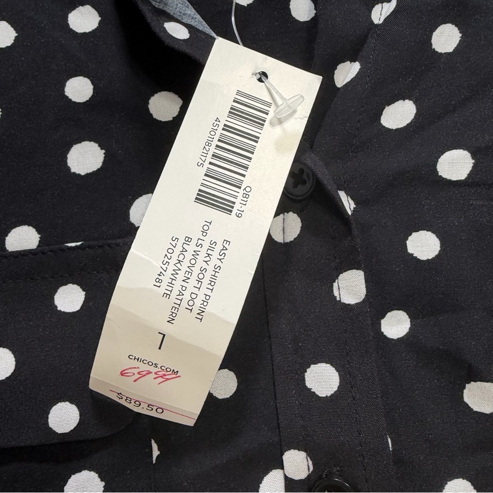 Chicos Easy Shirt Button Down Collared Shirt Blac… - image 3
